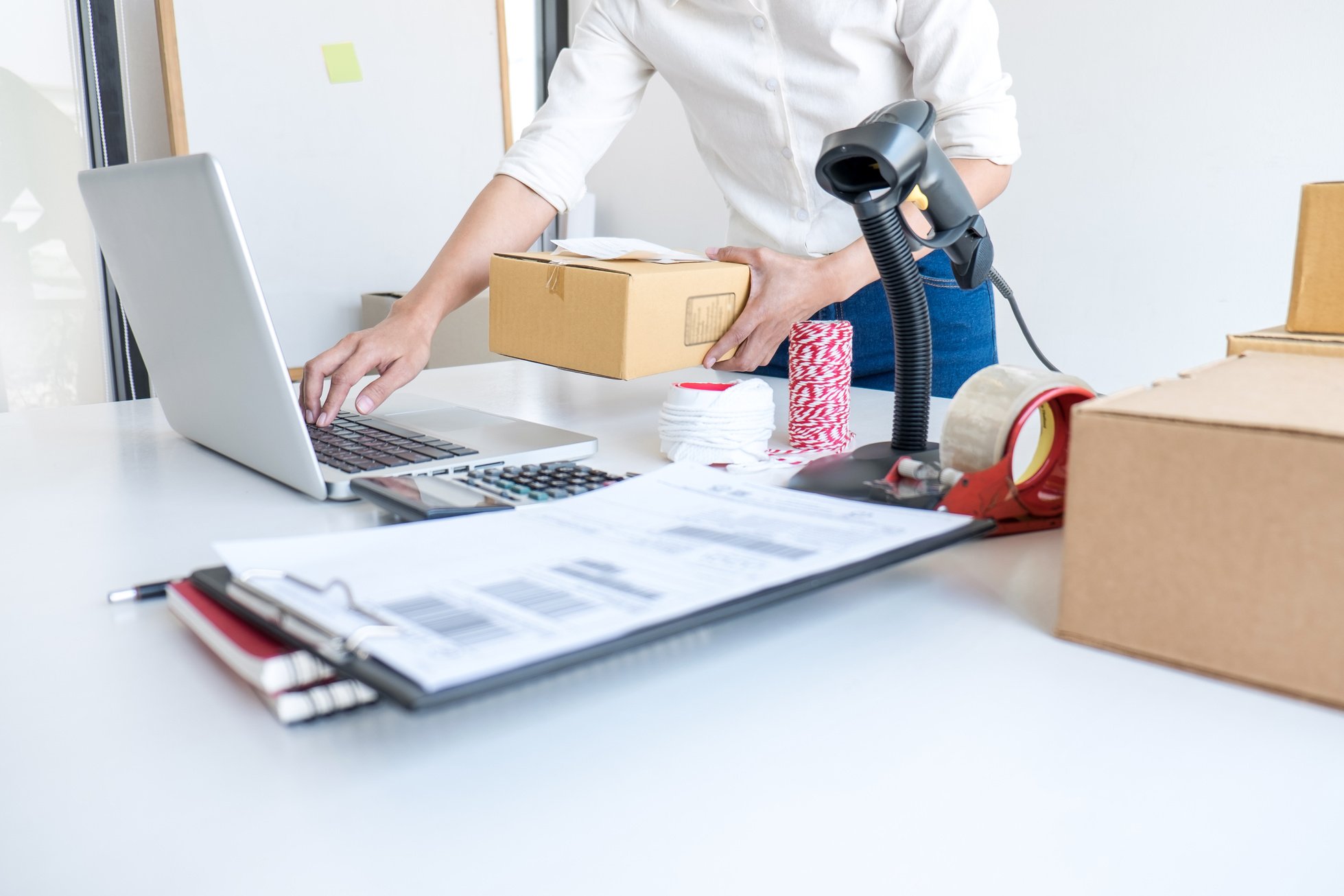 Shipment Online Sales, Small Business or SME Entrepreneur Owner